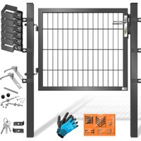 Gartentor Premium Gartentür aus Metall verzinktem Stahl Gartentür für Stabmattenzau Zauntor Hoftor inkl. Pfosten mit Schloss Türklinke Anthrazit / 80 von KESSER