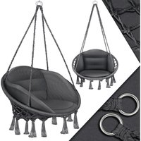 Hängesessel mit Kissen - Chill Hängestuhl zum Aufhängen für Erwachsene & Kinder Hängematte bis 150 kg Hängesitz Aufhängung Indoor & Outdoor Anthrazit von KESSER