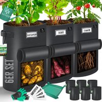 Kartoffel-Pflanzsack xxl Kartoffel-Pflanzbeutel aus Vlies mit Namensschildern Pflanztasche mit Fenster & Griffen Kartoffelpflanzgefäß waschbar von KESSER