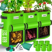 Kesser - Kartoffel-Pflanzsack xxl Kartoffel-Pflanzbeutel aus Vlies mit Namensschildern Pflanztasche mit Fenster & Griffen Kartoffelpflanzgefäß von KESSER