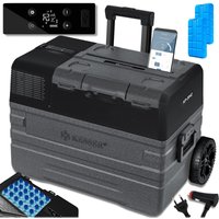 Kompressor Kühlbox elektrisch Gefrierbox Mit APP-Steuerung USB-Anschluss 12/24 v 230V +Teleskopstange Räder Kühlschrank Kühlung bis -20 °c 42 Liter / von KESSER