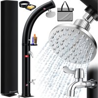 Solar Gartendusche Solardusche Bogen Inkl. Metall-Duschablage + Schutzhaube warmes Wasser 20 Liter max. 60°C Pooldusche Camping Schwarz 35 Liter von KESSER