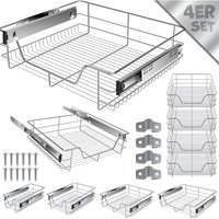 Teleskopschublade Küchenschublade Küchenschrank Korbauszug Schrankauszug Vollauszug Schublade 4x 60cm - Silber - Silber - Kesser von KESSER