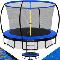 Kesser - Trampolin Gartentrampolin tüv Rheinland gs Zertifiziert bis 150 kg mit Sicherheitsnetz Leiter Randabdeckung Blau / Schwarz, 305 cm von KESSER