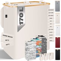 Wäschekorb mit Deckel faltbar Wäschebox Wäschetruhe Wäschetonne Wäschesammler mit herausnehmbaren Wäschesäcke Laundry Baskets Wäschesortierer Beige / von KESSER