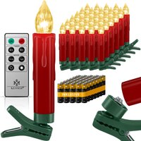 Kesser - Weihnachtsbaumkerzen 20 led Inkl. Batterien Kabellos - Warmweiß - mit Fernbedienung Funk - Timerfunktion - Flackern - Dimmbar von KESSER