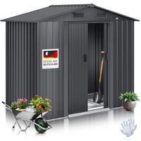 Xl Metall Gerätehaus 4.2m³ mit Fundament inkl. Arbeitshandschuhe 182x118x186 cm 2x Schiebetür & Fundament Geräteschuppen Gartenhaus Anthrazit - Kesser von KESSER