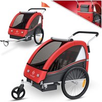 Kesser - Kinderanhänger Fahrradanhänger Sport-RX 2 in 1 Joggerfunktion Kinderfahrradanhänger + 5-Punkt Sicherheitsgurt 360°-Vorderrad Jogger Buggy Rot von KESSER