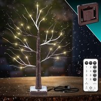 Lichterbaum Birkenbaum 60cm led Mit Fernbedienung Timer 8 Modi Lichterzweige für Innen Warmweiß LEDs Bäumchen Birken Weihnachtsdeko Braun - Braun von KESSER