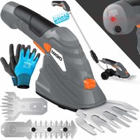 Masko® Grasschere Strauchschere Set mit Akku 7,2V 2000mA/h + Ladegerät + Handschuhe elektrische Garten Heckenschere Rasenschere Inkl. Grasmesser Grau von KESSER