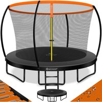 Trampolin Gartentrampolin tüv Rheinland gs Zertifiziert bis 150 kg mit Sicherheitsnetz Leiter Randabdeckung Orange / Anthrazit, 305 cm - Kesser von KESSER