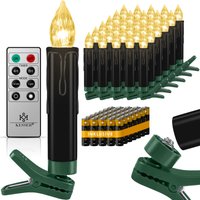Weihnachtsbaumkerzen 20 led Inkl. Batterien Kabellos - Warmweiß - mit Fernbedienung Funk - Timerfunktion - Flackern - Dimmbar Weihnachtskerzen von KESSER