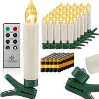 Kesser - Weihnachtsbaumkerzen 20 led Inkl. Batterien Kabellos - Warmweiß - mit Fernbedienung Funk - Timerfunktion - Flackern - Dimmbar von KESSER