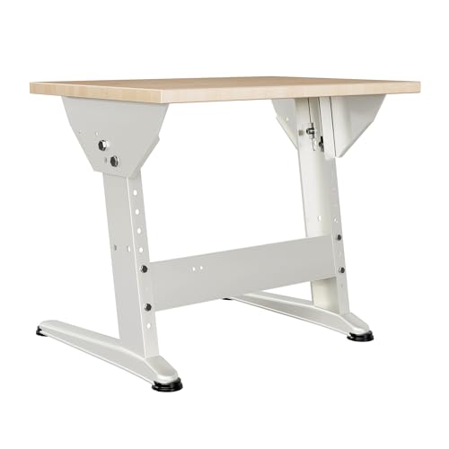 KESSLER PRO Einzelschreibtisch KSV-L1 - Ergonomisch - Höhen- und Neigungswinkelverstellung - 695 x 500 mm - Weißer Rahmen - Platte: Ahorn von KESSLER PRO