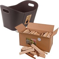 Kestek Holzkorb Set1 Kaminholzkorb in Braun und Stabilo Anzündholz 4,5kg von KESTEK