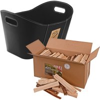Kestek Holzkorb Set2 Kaminholzkorb in Schwarz und Stabilo Anzündholz 4,5kg Kestek Holzkorb Set2 Kaminholzkorb in Schwarz und Stabilo Anzündholz 4,5kg von KESTEK