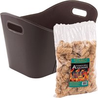 Kestek Holzkorb Set4 Kaminholzkorb in Braun und Stabilo Kaminanzünder 1kg von KESTEK