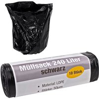 Kestek Müllsack 240L 10 Stück schwarz extra stark 50µm reißfest Abfallsack von KESTEK