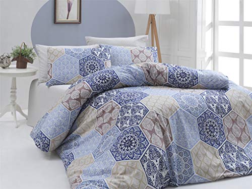 KESTEX Bettwäsche Renforce Orient 100% Baumwolle (135 x 200 cm, Blau) von KESTEX