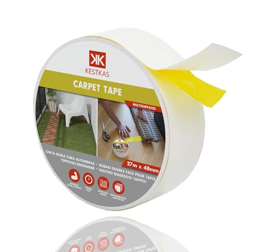 KESTKAS Doppelseitiges Klebeband für Teppiche, extra stark (48 mm x 27 m) – Teppich – Kunstrasen, doppelseitiges Klebeband, feines doppelseitiges Klebeband von KESTKAS