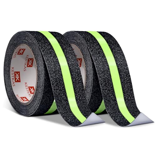 KESTKAS Fluoreszierendes Anti-Rutsch-Band 50mm - innen und außen - leuchtend - selbstklebend - Boden und Treppenmarkierung - gut sichtbar (2, 10 M) von KESTKAS