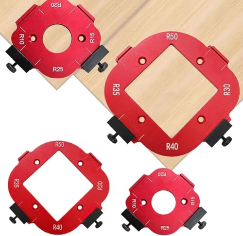 Eckenradius Frässchablone R10-R50, Frässchablone Hobel multifunktional, Hobel Frässchablone, Kleiderschrankecke, abgerundete Ecken Fräsmaschine Schleifwerkzeug, verwendet für die Holzbearbeitung (rot) von KESTY
