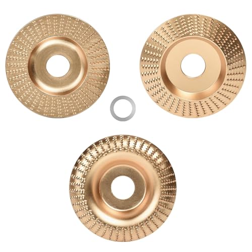 Holz Schleifscheibe für Winkelschleifer 125mm, 3 Stück Holz Schleifen zubehör Frässcheibe Holzbearbeitungswerkzeuge Set für Holzformung Schleifen Bildhauerscheibe (Gold) von KESTY