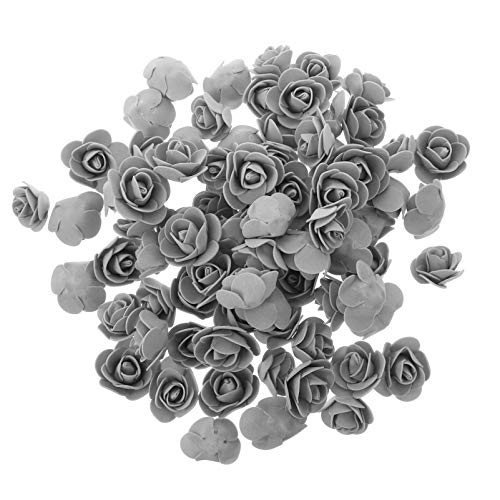 KESYOO Künstliche Rosen Blumen Kunstblumen Rosenköpfe Schaumrosen Foamrosen Gefälschte Kunstrose für DIY Hochzeit Blumensträuße Braut Zuhause Dekoration 100 Stück (Grau) von KESYOO