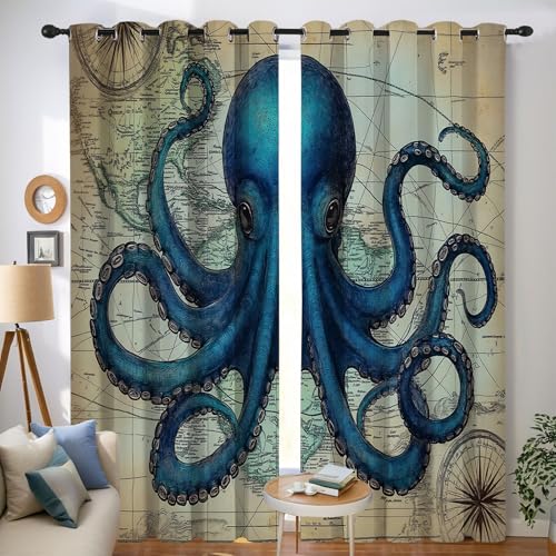 KETAFOUND Blickdicht Vorhänge Für Wohnzimmer - Karte Verdunklungsvorhang Oktopus Abdunkelnd Vorhang,Thermovorhang Gardinen Für Schlafzimmer 2Er Set, H245 X B140 cm KETAFOUND Blickdicht Vorhänge Für Wohnzimmer - Karte Verdunklungsvorhang Oktopus Abdunkelnd Vorhang,Thermovorhang Gardinen Für Schlafzimmer 2Er Set, H245 X B140 cm von KETAFOUND