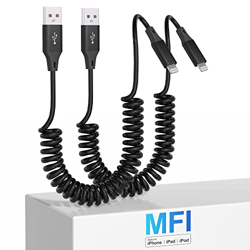 Lightning Spiralkabel 2Pack, Apple Carplay Kompatibel & MFi Zertifiziert, Apple Carplay Kabel mit Datensynchronisation, Kurzes iPhone Kabel für iPhone/Pad/Pod Lightning Spiralkabel 2Pack, Apple Carplay Kompatibel & MFi Zertifiziert, Apple Carplay Kabel mit Datensynchronisation, Kurzes iPhone Kabel für iPhone/Pad/Pod von KETAKY Plus