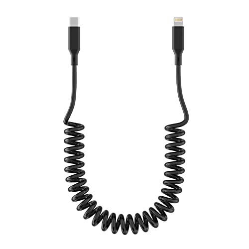 KETAKY Plus Spiralkabel USB-C auf Lightning Kabel, Aple Carplay[Mfi Certified], USBC iPhone Ladekabel für Auto mit Datensynchronisation, Spiralkabel USB C Lightning Kabel für iPhone/i Pad von KETAKY Plus