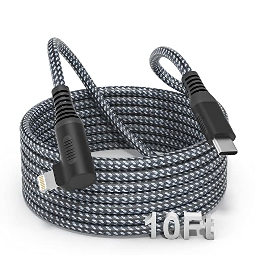 USB C auf Lightning Kabel 3M Winkel,90 Grad iPhone Ladekabel [MFi-zertifiziert] Nylongeflochtenes langes Schnelllade iPhone Ladegerät Kompatibel mit iPhone 13/13 Pro Max/13 Mini/12/11/XS/XR/8/Pad von KETAKY Plus