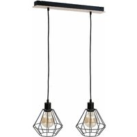 564 Atwood Bar Pendelleuchte Schwarz, Holz, 53cm, 2x E27 - Keter Lighting von KETER LIGHTING