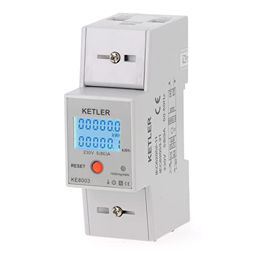 KETLER - KE8003: Modularer Stromzähler - Einphasig 80 A - Teilweise Nullstellung - Impulsausgang - LCD-Anzeige von KETLER