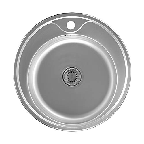 KETON Rundspüle Edelstahl Küchenspüle Einbauspüle 49,5cm Küchen Spüle + Zubehör von Keton