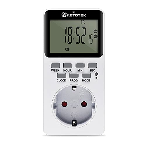 KETOTEK Digitale Plug in Timer Steckdose 20 EIN/Aus Programmierbarer Zeitschalter Countdown Energiespar zeitschaltuhr Steckdose(AC220V 16A 3600W) von KETOTEK