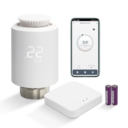 Elektronisches Smart Heizkörperthermostat Set mit Zigbee Gateway WiFi Starter Kit Programmierbare Thermostate WiFi Intelligente Heizungssteuerung per App, Alexa Google Assistant, Smart Life, Tuya von KETOTEK