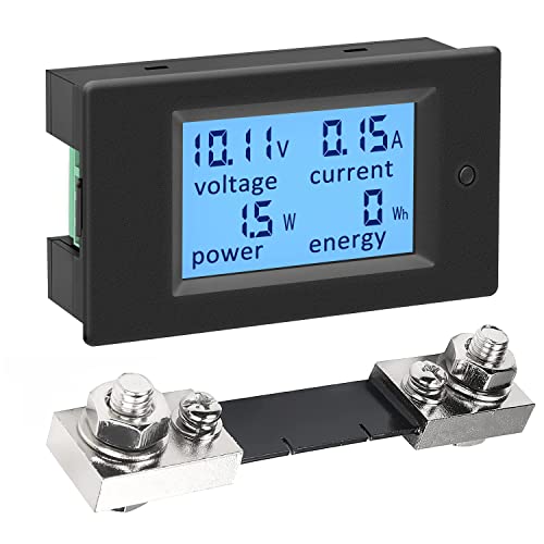 KETOTEK Voltmeter Amperemeter Stromzähler Leistungsmesser DC 6,5~100V mit 100A Shunt, Volt Ampere Watt Energie Anzeige DC Ström Spannung Messgerät Meter, Wattmeter Energiemessgerät für Solar Auto von KETOTEK