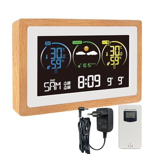 KETOTEK Funk Wetterstation mit Außensensor, Innen Außen Thermometer Hygrometer, Digitaler DCF-Funkuhr Raumthermometer mit Wettervorhersage, Wecker, Einstellbare Dauerhafte Beleuchtung KETOTEK Funk Wetterstation mit Außensensor, Innen Außen Thermometer Hygrometer, Digitaler DCF-Funkuhr Raumthermometer mit Wettervorhersage, Wecker, Einstellbare Dauerhafte Beleuchtung von KETOTEK