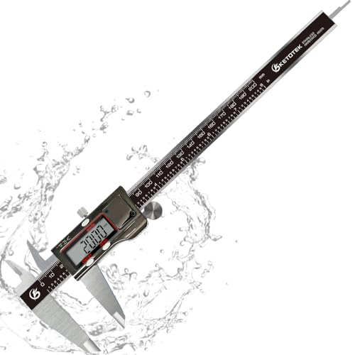 KETOTEK Messschieber Digital, Schieblehre IP54 Wasserdichter, 200mm Messschieber aus Edelstahl, Mikrometer LCD Display für Haushalt und Industrie (8 Zoll) von KETOTEK
