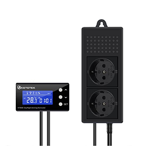 KETOTEK PID Thermostat Terrarium Reptilien Heizung Tag Nacht mit Zeitschaltuhr Digital Dimmthermostat Temperaturregler Steckdose Timer mit Fühler 220V 230V für Aquarium Gewächshaus KETOTEK PID Thermostat Terrarium Reptilien Heizung Tag Nacht mit Zeitschaltuhr Digital Dimmthermostat Temperaturregler Steckdose Timer mit Fühler 220V 230V für Aquarium Gewächshaus von KETOTEK