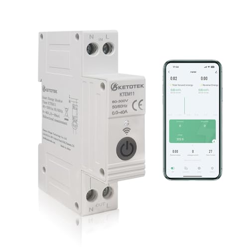 KETOTEK Smart Bidirektionaler Stromzähler Hutschiene Digitaler 1 Phasig Wechselstromzähler KWH Zähler Energiezähler DIN Rail Stromverbrauchszähler WiFi Zeitschaltuhr von Tuya/Smart Life App KETOTEK Smart Bidirektionaler Stromzähler Hutschiene Digitaler 1 Phasig Wechselstromzähler KWH Zähler Energiezähler DIN Rail Stromverbrauchszähler WiFi Zeitschaltuhr von Tuya/Smart Life App von KETOTEK