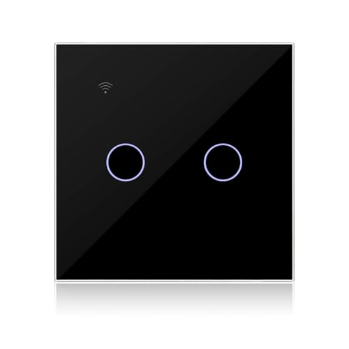 KETOTEK Smart Lichtschalter Schwarz 2Fach 1 Wege Kompatibel mit Alexa, WLAN Lichtschalter Unterputz Tuya/Smart Life App Steuerung, WiFi Lichtschalter 2 Fach von KETOTEK