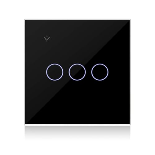 KETOTEK WLAN Lichtschalter Schwarz 3Fach 1 Wege Kompatibel mit Alexa, Smarter Lichtschalter Unterputz Tuya/Smart Life App Steuerung von KETOTEK