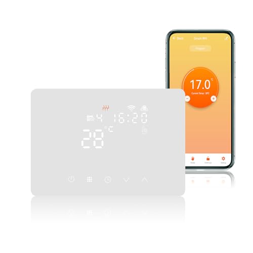 KETOTEK Smart Thermostat WLAN für Heizkessel/Fussbodenheizung Wasser 5A 230V, WiFi Raumthermostat Fußbodenheizung Wasser/Boiler Programmierbar Kompatibel mit Alexa, Tuya/Smart Life APP Steuerung von KETOTEK