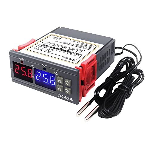 KETOTEK Temperaturregler 12V Digitaler mit 2 fühler, Temperaturwächter Thermostat Heizung Kühlung Thermostatregler für Inkubator Heizlüfter Lüfter Heizmatte Terrarium von KETOTEK