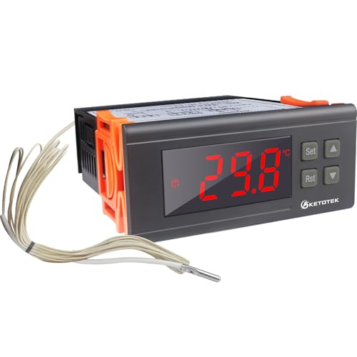 KETOTEK Temperaturregler mit Fühler 230V 30A, Digitaler Thermostat Relais -30℃~300℃, Temperaturschalter Kühlung Heizung Temperatursteuerung für Inkubator Reptilien KETOTEK Temperaturregler mit Fühler 230V 30A, Digitaler Thermostat Relais -30℃~300℃, Temperaturschalter Kühlung Heizung Temperatursteuerung für Inkubator Reptilien von KETOTEK