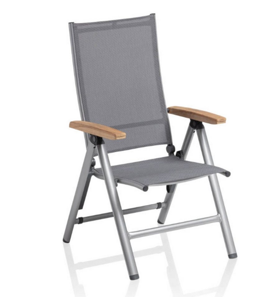 KETTLER Gartenstuhl CIRRUS Multipositionssessel silber/anthrazit-grau mit Teak-Armlehne KETTLER Gartenstuhl CIRRUS Multipositionssessel silber/anthrazit-grau mit Teak-Armlehne von KETTLER