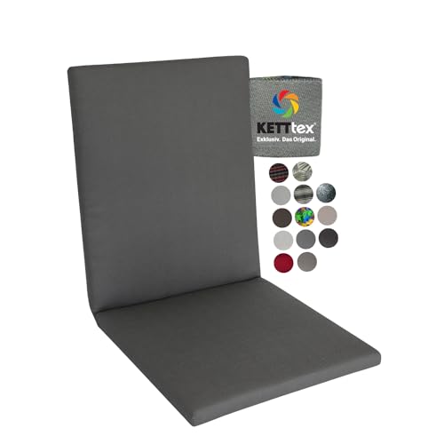 KETTtex Comfort Auflage Hochlehner Anthrazit I Gartenstuhl Polster 120x50x4cm mit I KTH2 Sitzauflage weich & strapazierfähig I langlebige Stuhlauflage pflegeleicht I Dessin 8867 von KETTtex EXKLUSIV