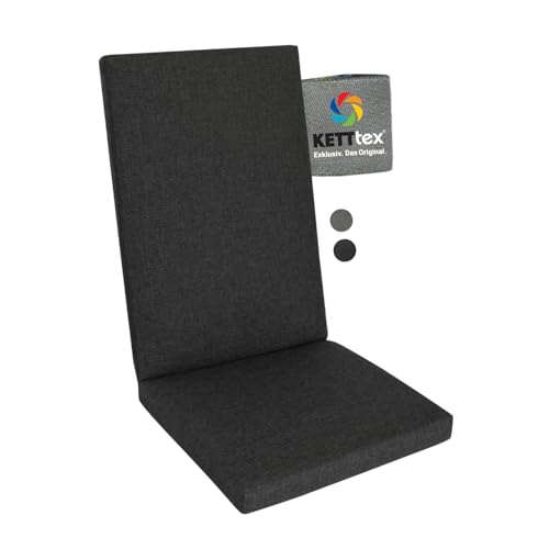 KETTtex Comfort Auflage Hochlehner Anthrazit Melange I Gartenstuhl Polster 120x50x4cm I KTH2 Sitzauflage weich & robust I Stuhlauflage UV-beständig I wasserabweisendes Sitzkissen I Dessin 2266 von KETTtex EXKLUSIV